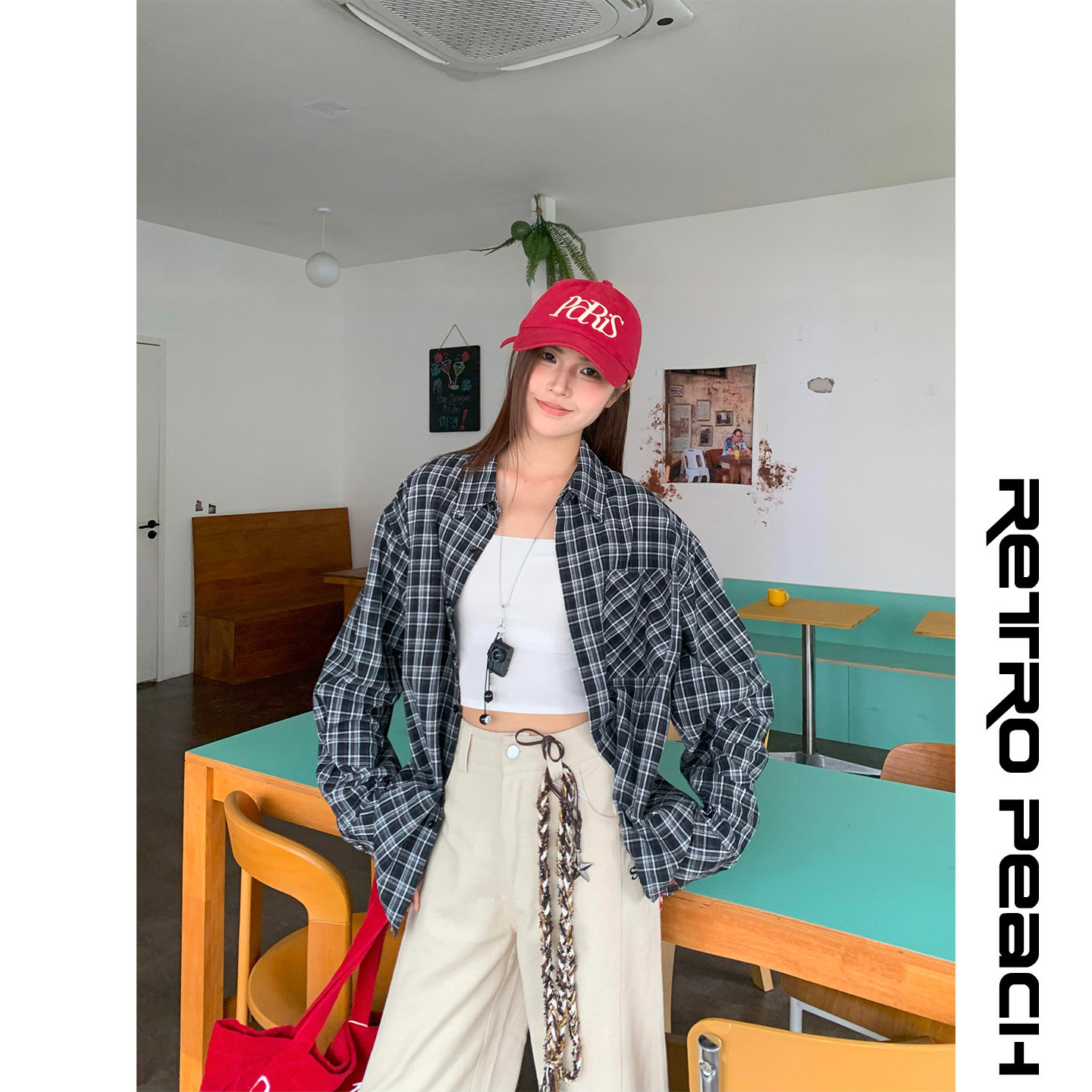 RP美式复古格子衬衫设计感
