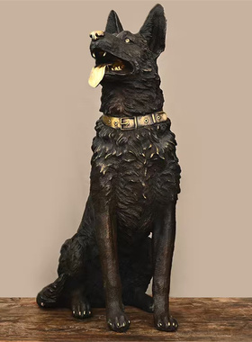 纯铜狼狗生肖狗警犬大号仿真狗看门狗庭院房屋缺角旺财狗动物摆件