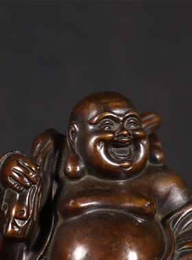 紫铜弥勒佛菩萨大肚佛开心笑佛招财摆件家居供奉公司开业乔迁礼品