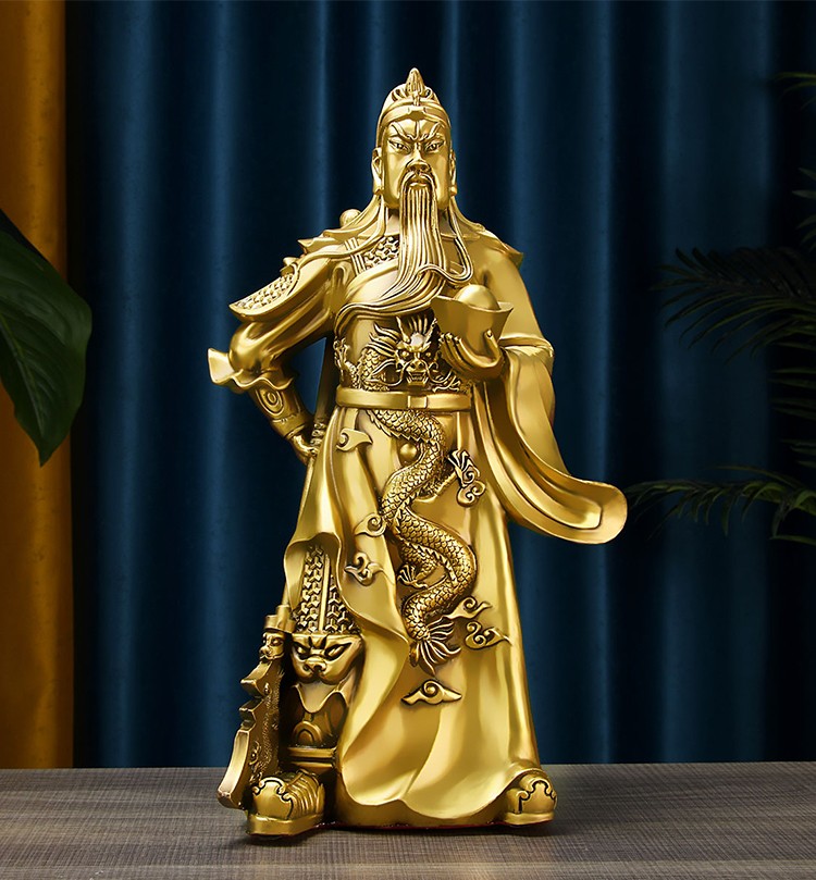 铜关公武财神供奉站立开业关羽关二爷招财神纯铜关公铜像装饰摆件