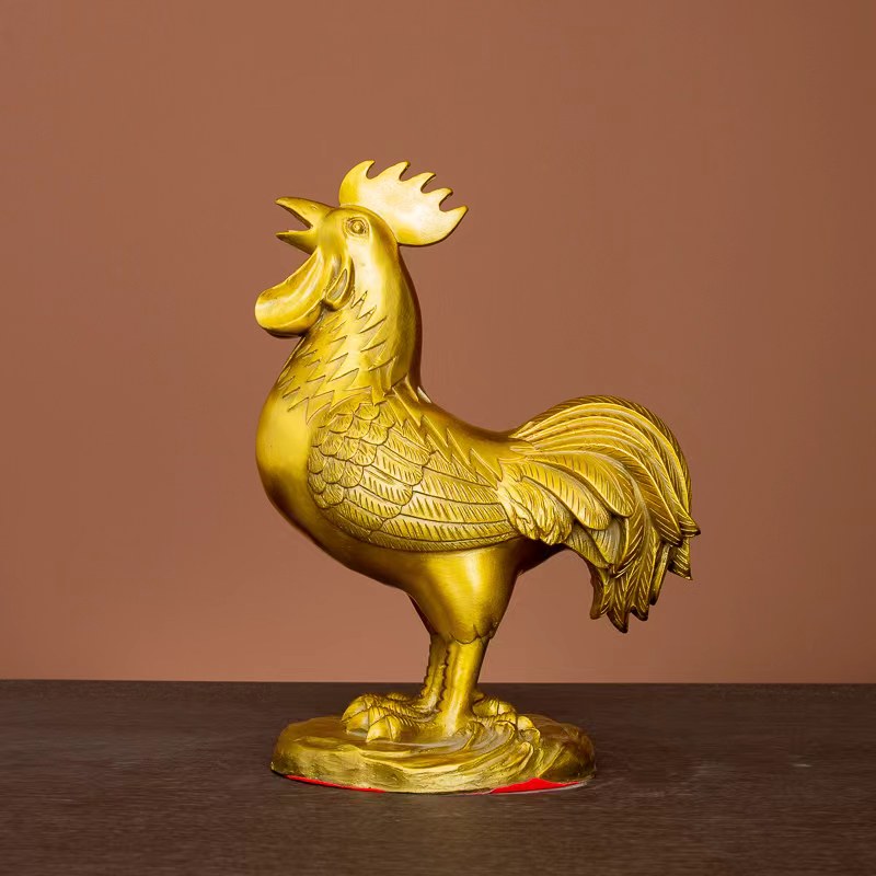 纯铜鸡摆件铜公鸡金鸡大公鸡生肖鸡元宝鸡家居客厅工艺品桌面装饰