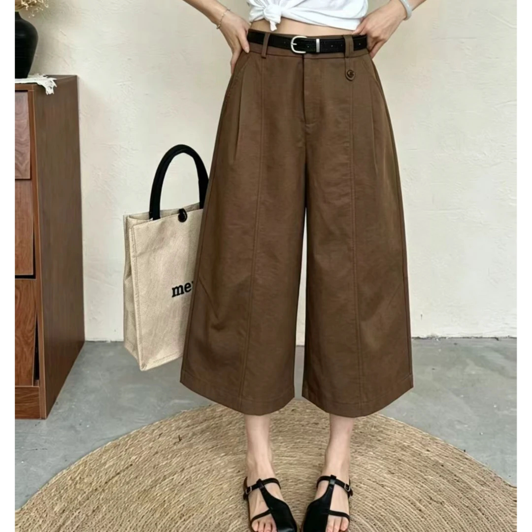 老钱风咖色休闲裤女2026夏季爆款