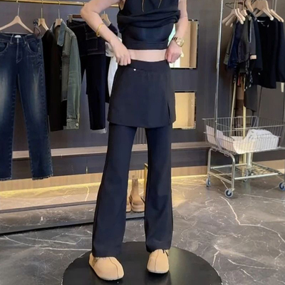 欧货假两件微喇裤女2025秋季新款