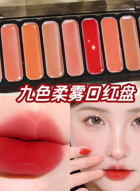 卡梅拉口红盘九色柔雾唇膏雾面哑光唇泥吃土色化妆师专用CARMELA