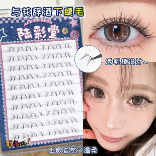 陆彩堂假睫毛新款下睫毛与花辞酒自然款透明梗妈生眼分段式毛流感