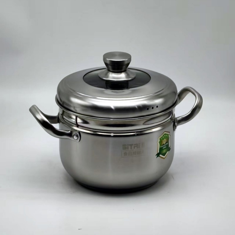 304不锈钢日式蒸锅煮面饺子锅