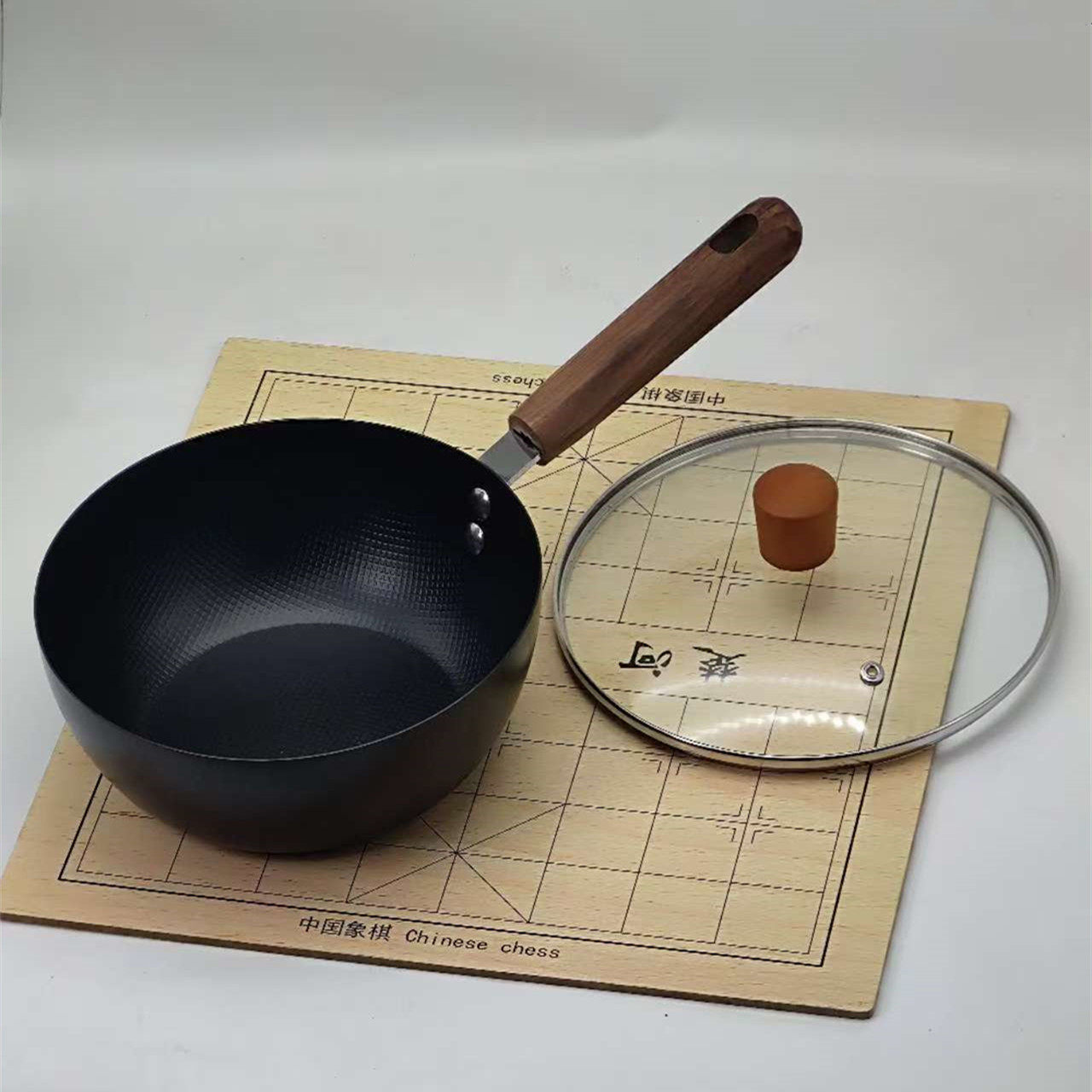 日式极铁无涂层可爱小炒锅迷你辅食汤奶锅物理不粘煮面煎蛋油炸锅