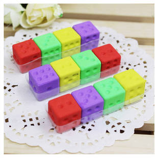 双叶骰子橡皮擦色子筛子玩具正方体橡皮活动赠品礼品奖品趣味仿真