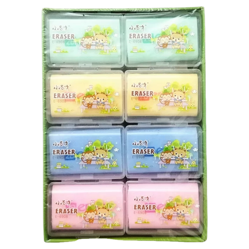 小怪才卡通2B橡皮擦盒装幼儿园橡皮干净小学生文具小学生奖品6908