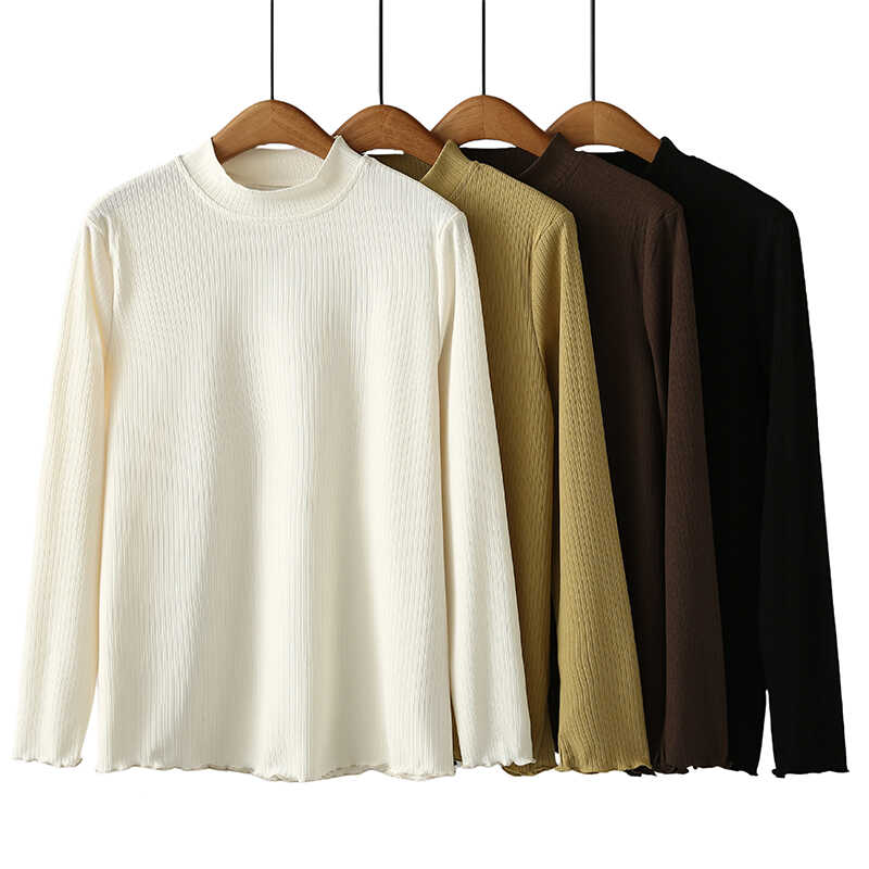 显瘦常规女士洋气长袖坑条T恤