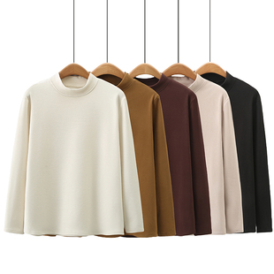 长袖 秋冬季 200斤胖mm半高领德绒保暖上衣大码 打底衫 t恤 内搭时尚