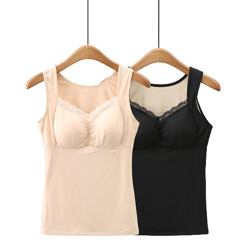 大码保暖背心带胸垫马甲