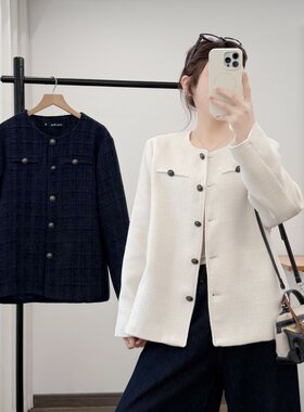 2026春小香风开衫短外套女大码