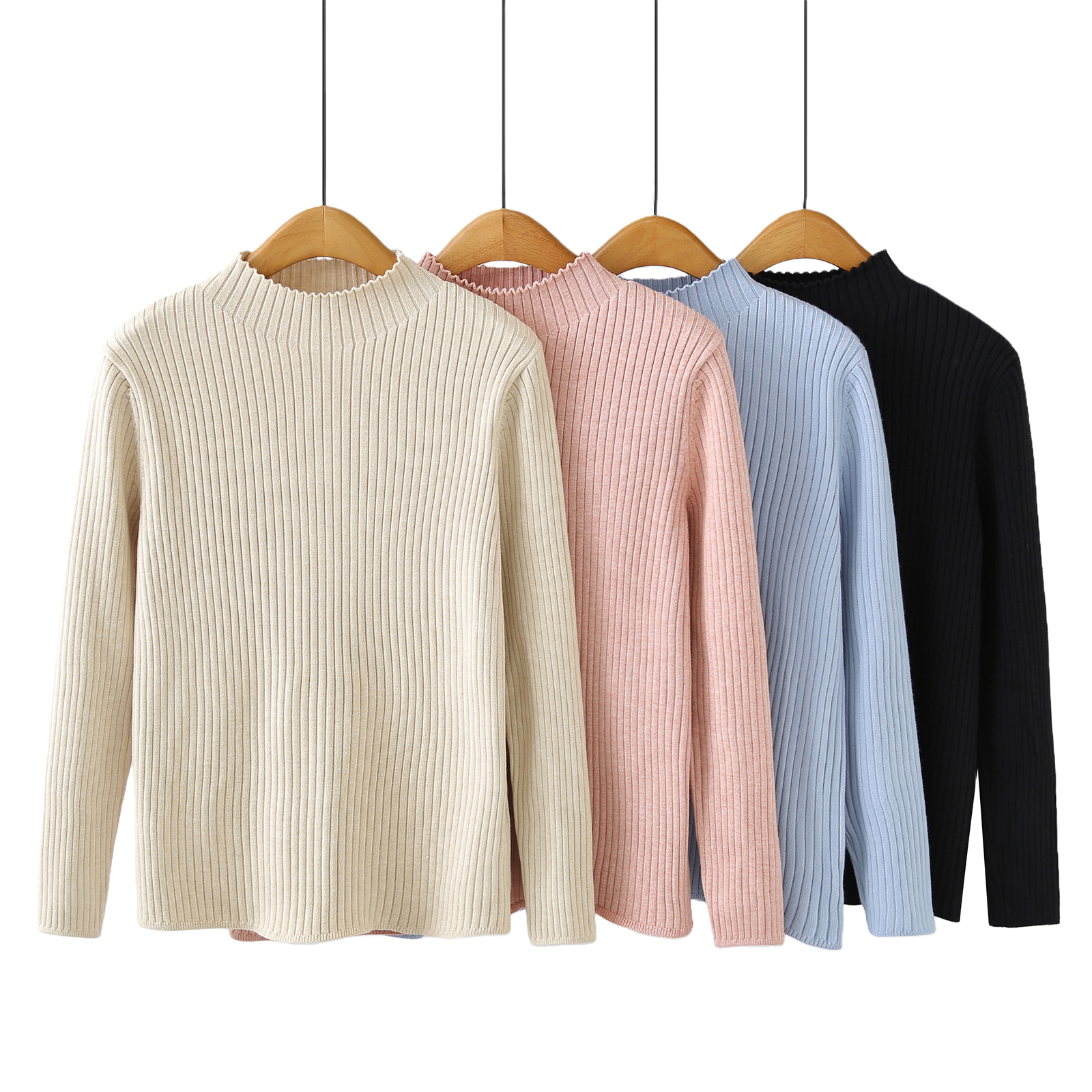 大码冬季新款极简风坑条针织衫