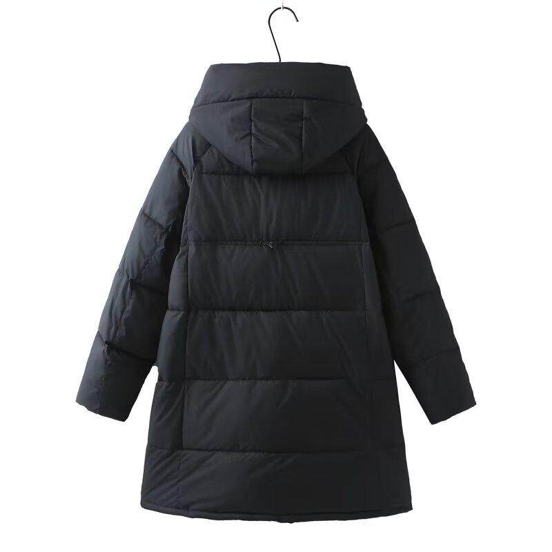 大码女装棉袄冬季韩版新款胖mm中长款加厚连帽拉链棉衣休闲外套潮