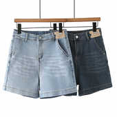 2024年新款 短裤 贴标牛仔裤 宽松高腰热裤 女中裤 大码 阔腿薄款 夏季