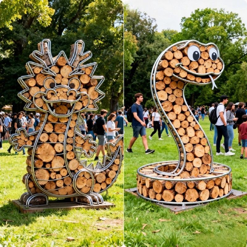 木头工艺品动物网红木桩工艺品订制造型仿真藤编工艺品户外景区