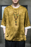 2024夏季风男装冰丝唐装汉服短五分袖T恤男大码C229/T195/P55，男装T恤，电商C229