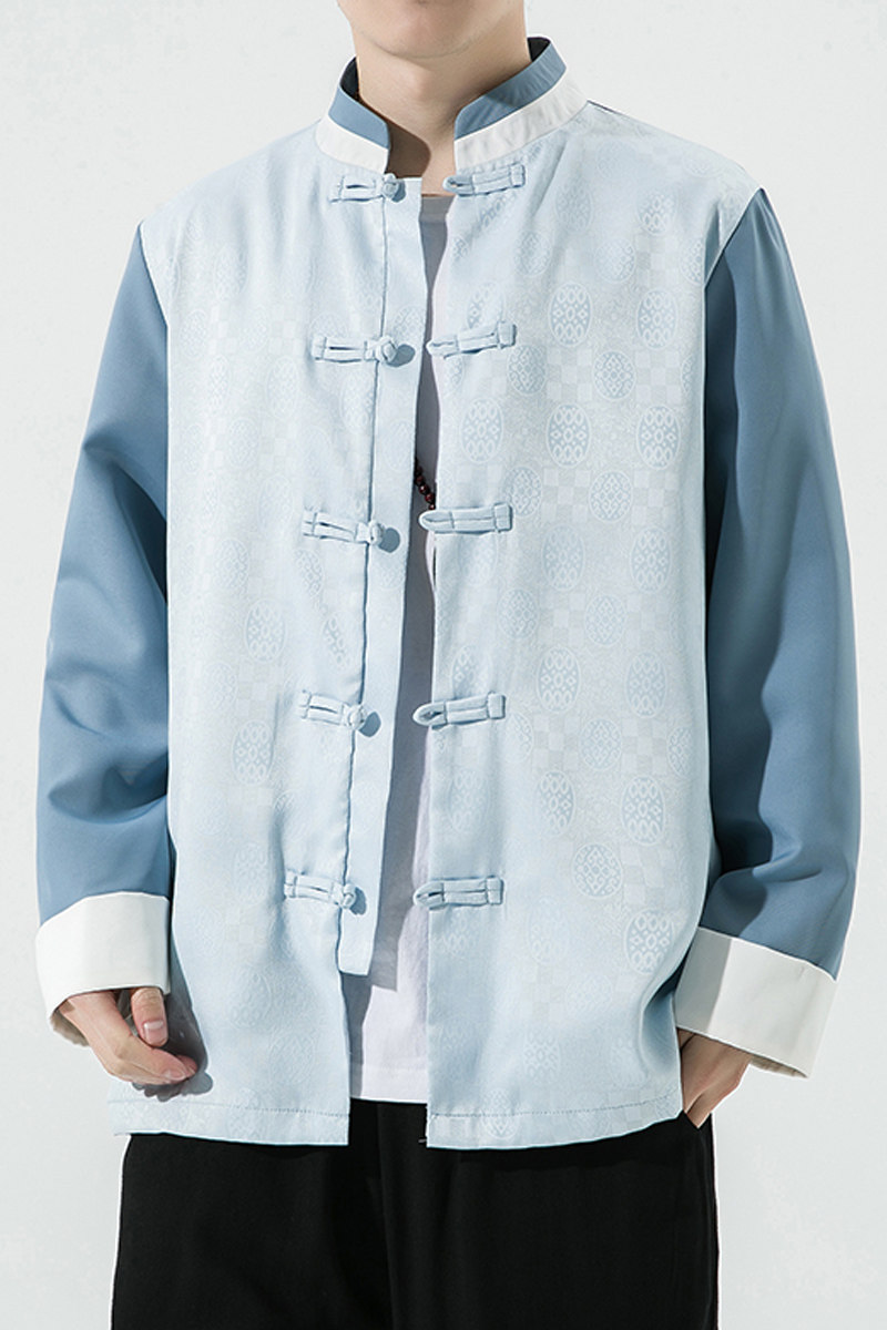 2024春夏风男装撞色白底唐装汉服夹克外套大码C229/Y727/P90,男装夹克,电商C229