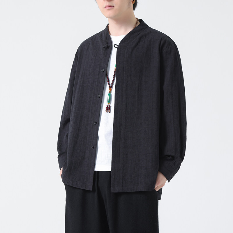 2024春夏风男装棉麻亚麻唐装汉服长袖衬衫衬衣C229-Y1007-P70,男装衬衫,电商C229
