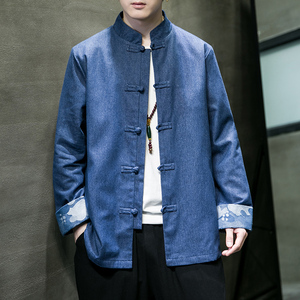 2024秋冬风男装牛仔外套盘扣唐装汉服夹克上衣C229/Y726/P90图片
