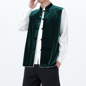 2025秋冬风男装丽丝绒唐装汉服马甲外套大码C229-Y1114-P110,赵丽颖穿衣搭配冈图片