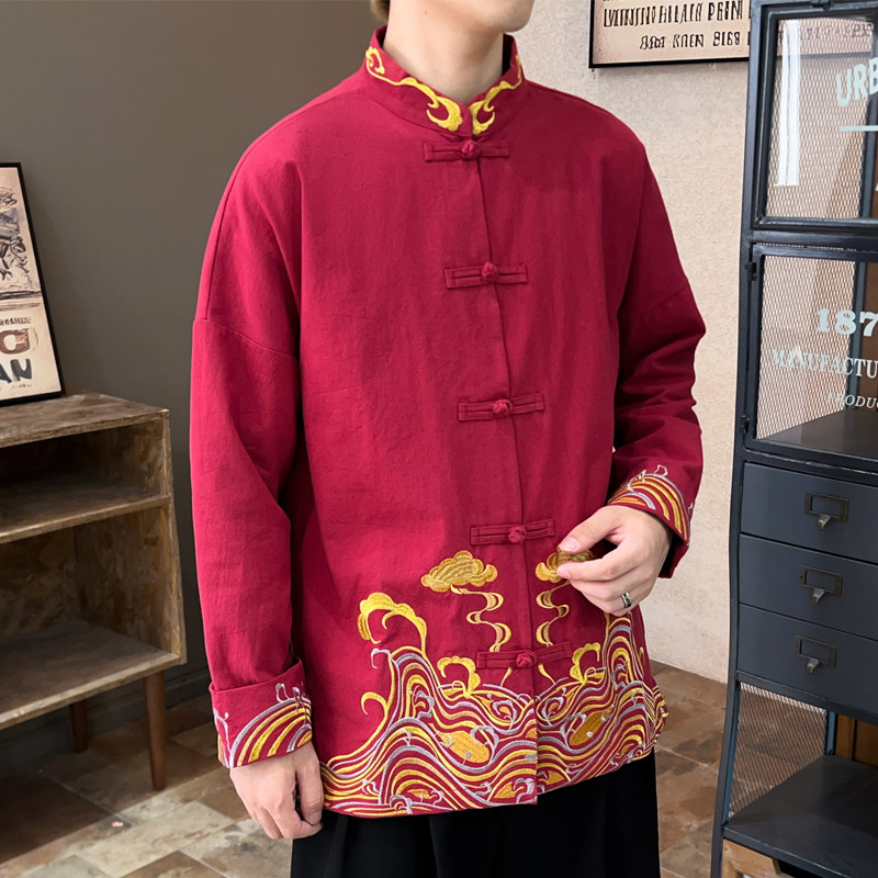 2025秋冬风男装刺绣唐装汉服中式夹克外套大码C229/Y63/P80,男装夹克,电商C229