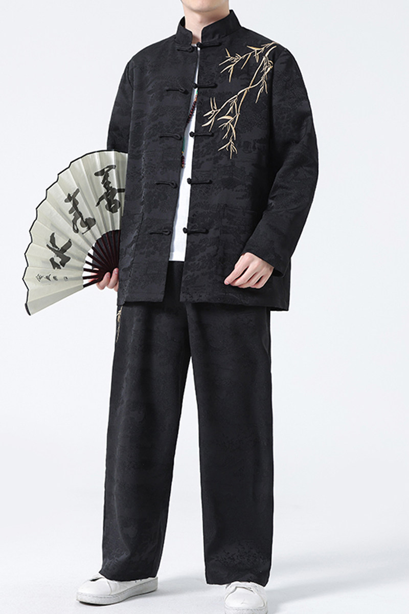 2024春夏风男装中式刺绣唐装汉服套装两件套C229-TZ359-P140,男装休闲套装,电商C229
