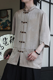 2024夏风男装盘扣唐装汉服短袖五分袖衬衫衬衣C229-Y1037-P70，男装衬衫，电商C229
