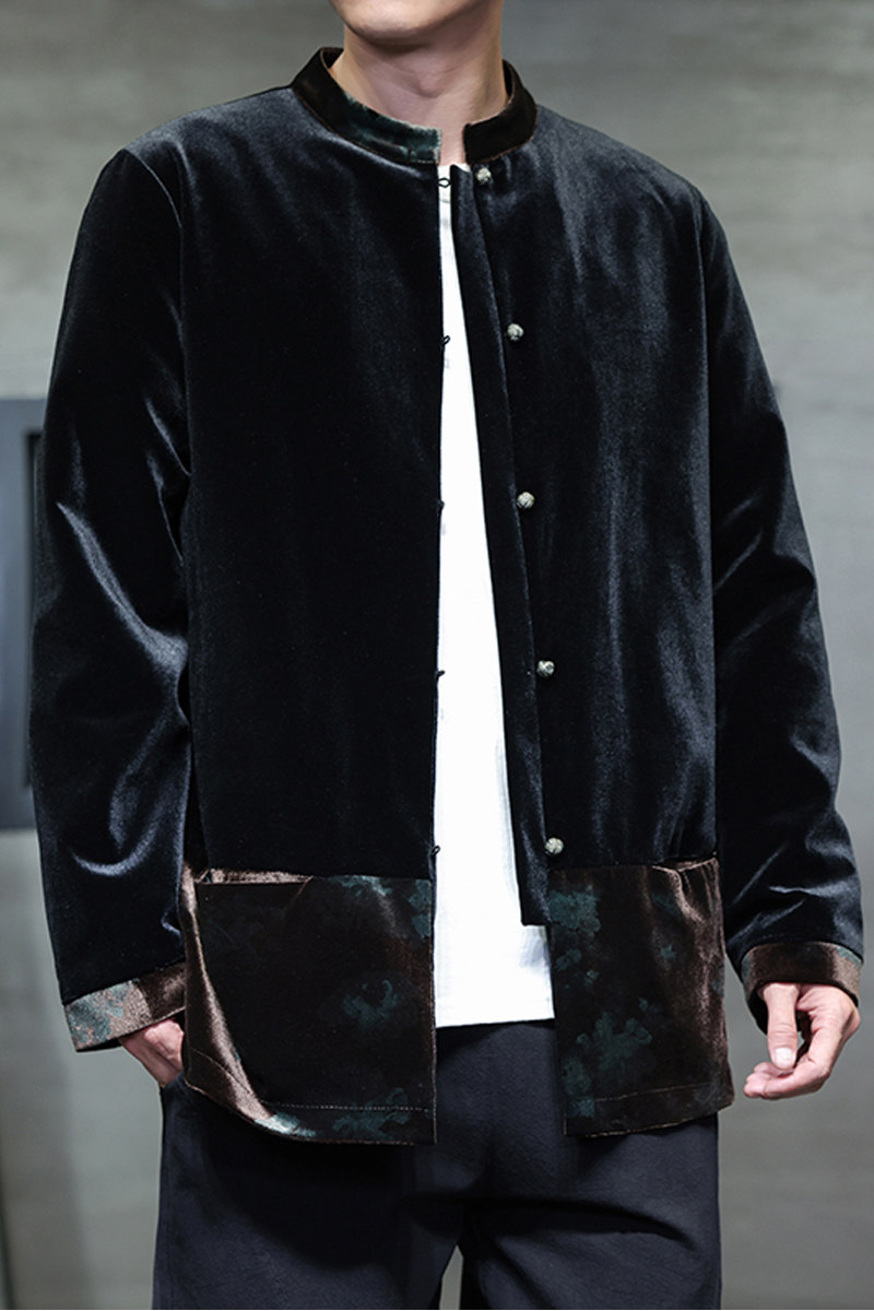 2025秋冬风男装丽丝绒唐装汉服夹克外套大码C229-Y1124-P120,男装夹克,电商C229