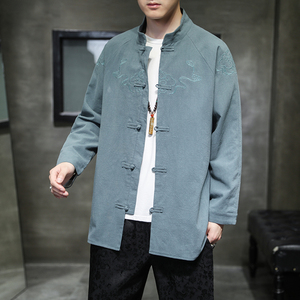 2023秋冬风男装刺绣复古盘扣唐装汉服夹克外套C229/Y36/P80图片