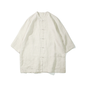 2024夏风男装亚麻唐装汉服短袖五分袖衬衫衬衣C229/Y604/P55图片