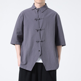 2024春夏风男装棉麻亚麻唐装汉服五分袖衬衫C229-Y908-P65，男装衬衫，电商C229