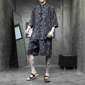 2024春夏风男装复古中式唐装汉服套装两件套C229-TZ361-P100图片