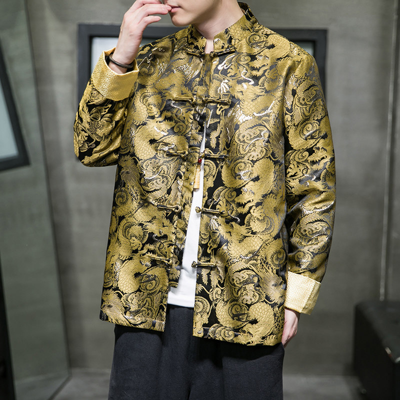 2025秋冬风男装提花中式唐装汉服夹克外套大码C229/Y913/P90,男装夹克,电商C229