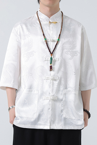 2024春夏风男装金属盘扣唐装汉服短袖衬衫衬衣C229-Y1015-68图片