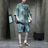 2024春夏风男装盘扣中式唐装汉服套装两件套C229-TZ360-P100，男装休闲套装，电商C229