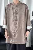 2024春夏风男装冰丝唐装汉服五分袖城市衬衣C229/Y678/P60，男装衬衫，电商C229