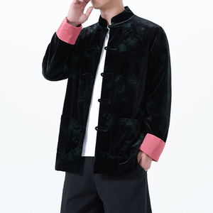 2025秋冬风男装丽丝绒印花唐装汉服夹克外套C229-Y1115-P120图片