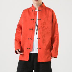 2024秋冬风男装缎面唐装盘扣中式汉服夹克外套C229/Y771/P100图片