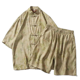 2024春夏风男装盘扣中式唐装汉服套装两件套C229-TZ360-P100，男装休闲套装，电商C229