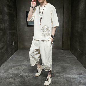 2024夏季风男装棉麻亚麻唐装汉服套装两件套C229/TZ88/P90图片