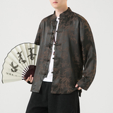 2024秋冬风男装冰丝唐装汉服盘扣长袖衬衫衬衣C229/Y795/P85，男装衬衫，电商C229