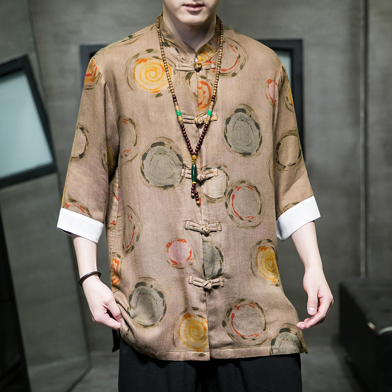 2024春夏风男装唐装汉服印花复古中式衬衫衬衣C229/Y736/P65,男装衬衫,电商C229