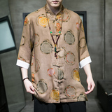 2024春夏风男装唐装汉服印花复古中式衬衫衬衣C229/Y736/P65，男装衬衫，电商C229