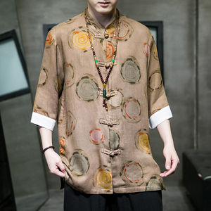 2024春夏风男装唐装汉服印花复古中式衬衫衬衣C229/Y736/P65图片