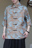 2024夏风男装提花唐装汉服五分袖短袖衬衫衬衣C229-Y1032-P70，男装衬衫，电商C229