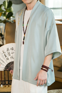 春夏风男装刺绣冰丝唐装汉服风衣男宽松大码C229/Y651/P50图片