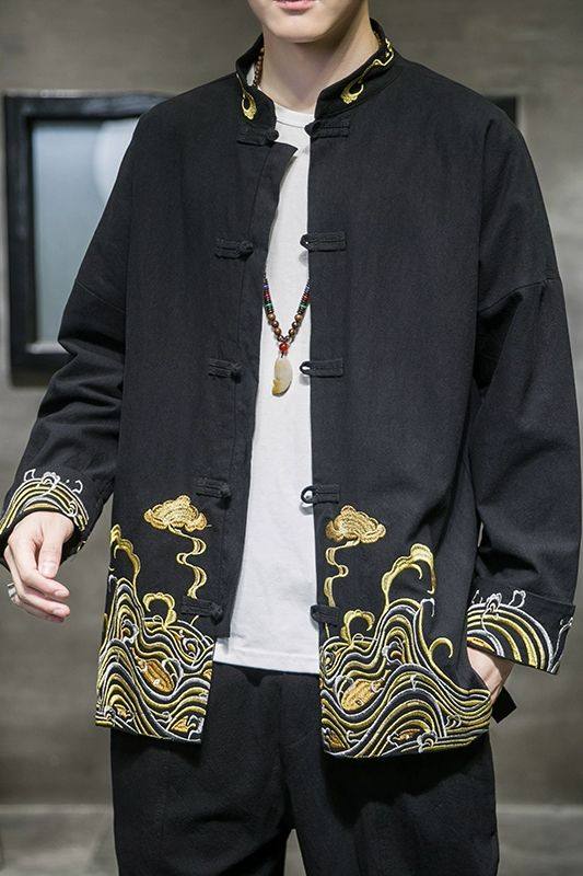 2024春夏风男装棉麻亚麻刺绣唐装汉服夹克外套C229/Y63/P80,男装夹克,电商C229