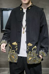 2024春夏风男装棉麻亚麻刺绣唐装汉服夹克外套C229/Y63/P80图片